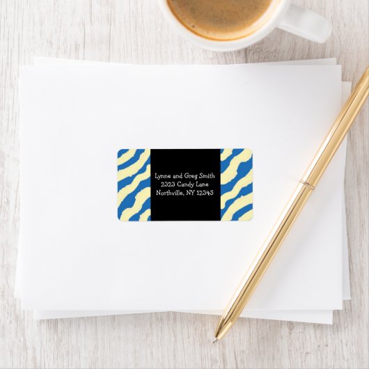 Blue and Cream Zebra Print Labels Adressaufkleber (Insitu)