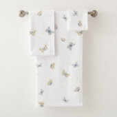 Blue and Crème Butterfets Charming Garden Fauna T Badhandtuch Set (Insitu)