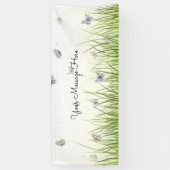 Blue and Crème Butterfets Charming Garden Scene B Banner (Vertikal)