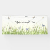 Blue and Crème Butterfets Charming Garden Scene B Banner (Horizontal)