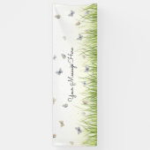 Blue and Crème Butterfets Charming Garden Scene B Banner (Vertikal)