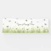 Blue and Crème Butterfets Charming Garden Scene B Banner (Horizontal)