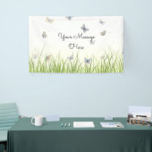 Blue and Crème Butterfets Charming Garden Scene Banner (Messeveranstaltung)
