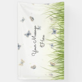 Blue and Crème Butterfets Charming Garden Scene Banner (Vertikal)