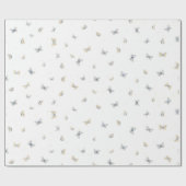 Blue and Crème Butterflies Garden Fauna Geschenkpapier (Flach)