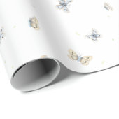 Blue and Crème Butterflies Garden Fauna Geschenkpapier (Rolleneckpunkt)