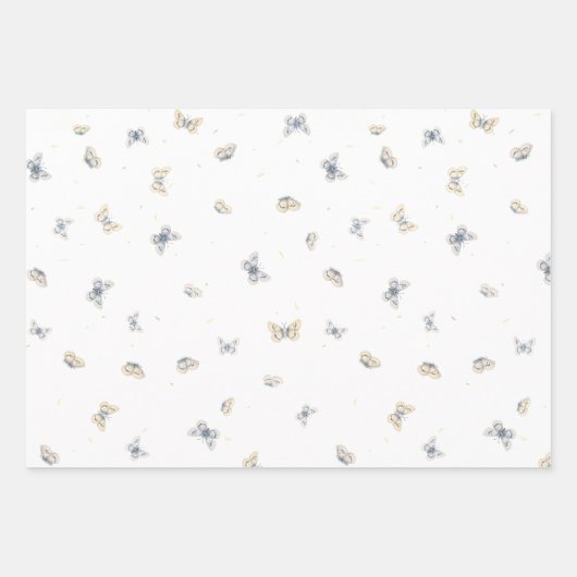 Blue and Crème Butterflies Garden Fauna Wrapping P Geschenkpapier Set (Vorderseite 3)