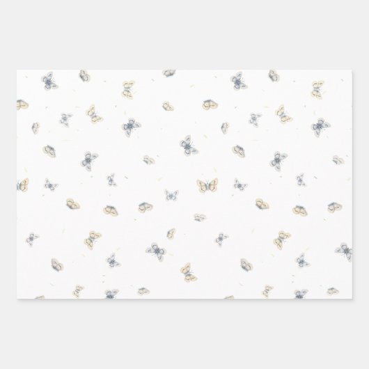 Blue and Crème Butterflies Garden Fauna Wrapping P Geschenkpapier Set (Vorderseite 2)
