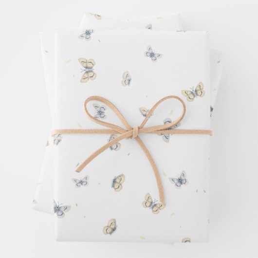 Blue and Crème Butterflies Garden Fauna Wrapping P Geschenkpapier Set (Beispiel)