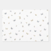 Blue and Crème Butterflies Garden Fauna Wrapping P Geschenkpapier Set (Vorderseite)