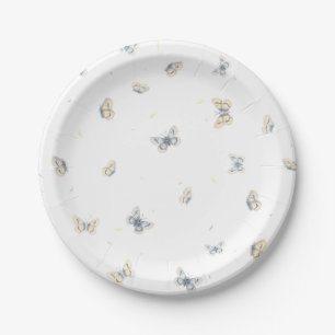 Blue and Crème Butterfys Charming Garden Fauna Pappteller