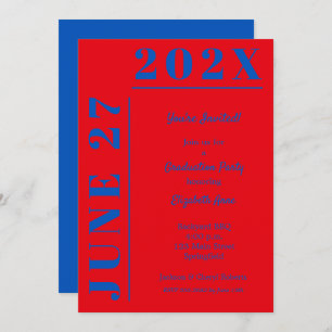 Blue and Crimson Graduation Party Einladung