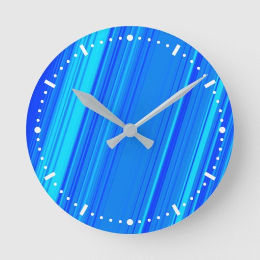 Blue and Cyan Lines Pattern Wall Clock Runde Wanduhr (Vorderseite)