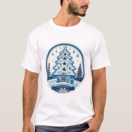 Blue and Ehite Christmas T-Shirt (Vorderseite)