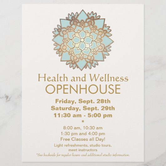 Blue and Falsch Gold Leaf Health and Wellness Flye Flyer (Vorne)