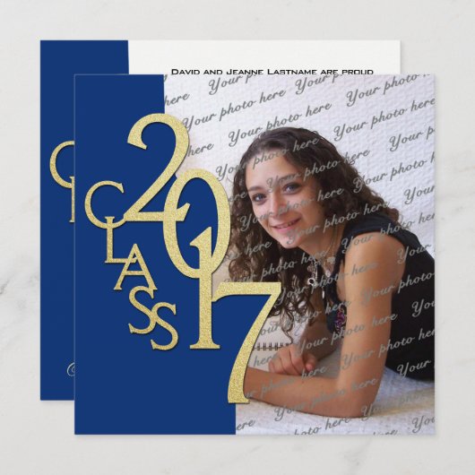 Blue and Gold 2017 Abschluss Einladung (Vorne/Hinten)