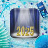Blue and Gold 2025 Abschluss in Spotlight Pappteller (Party)