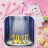 Blue and Gold 2025 Abschluss in Spotlight Pappteller (Party)