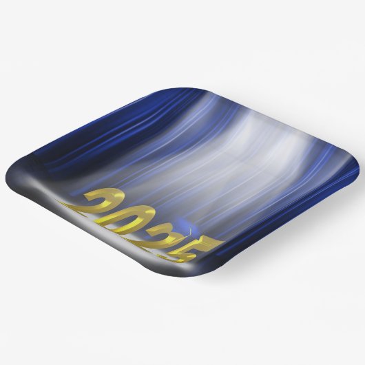 Blue and Gold 2025 Abschluss in Spotlight Pappteller (Gewinkelt)