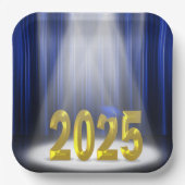Blue and Gold 2025 Abschluss in Spotlight Pappteller (Vorderseite)