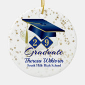 Blue and Gold 20xx Graduate Foto Keramik Ornament (Vorne)