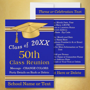 Blue and Gold 50. Class Wiedersehen Einladungen