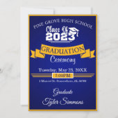 Blue and Gold Abschluss Einladung (Vorderseite)