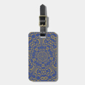 Blue and Gold Abstract Design Luggage Tag Gepäckanhänger (Vorderseite vertikal)