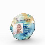 Blue and Gold Abstrakt Innovation Creativity Award Fotoblock (Links)