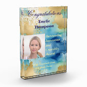 Blue and Gold Abstrakt Innovation Creativity Award Fotoblock (Links)