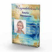 Blue and Gold Abstrakt Innovation Creativity Award Fotoblock (Rechts)