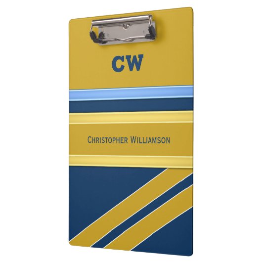 Blue and gold add name initials office klemmbrett (Links)