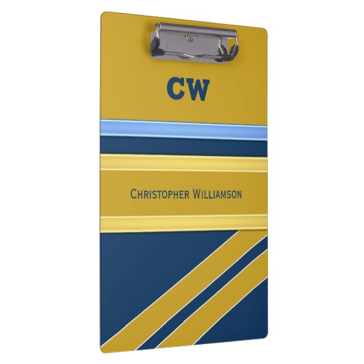 Blue and gold add name initials office klemmbrett (Rechts)