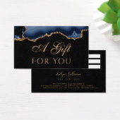 Blue and Gold Agate auf Black Gift Card (Schreibtisch)