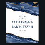 Blue and Gold Agate Border Bar Mitzvah Welcome Pos Poster<br><div class="desc">Dieses moderne Design besticht durch eine schöne blau-goldene Grenze und Ihren eigenen Text. Fügen Sie den Text mithilfe des Vorlagenformulars hinzu. Die erweiterten Editiermenüs,  auf die Sie durch die Option "Weitere Anpassung" zugreifen können,  ermöglichen Ihnen,  die Schriftart,  Farben und Layout zu ändern.</div>