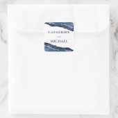 Blue and Gold Agate Border Gastgeschenk Hochzeit Quadratischer Aufkleber (Tasche)