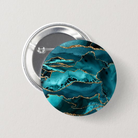 Blue and Gold Agate Button (Vorne & Hinten)