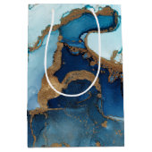 Blue and Gold Agate Marble Geode Gift Wrap Mittlere Geschenktüte (Vorderseite)