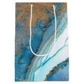Blue and Gold Agate Marble Geode Gift Wrap Mittlere Geschenktüte (Rückseite)