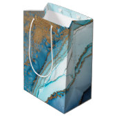 Blue and Gold Agate Marble Geode Gift Wrap Mittlere Geschenktüte (Rückseite Schrägansicht)