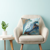Blue and Gold Agate Marble Geode Kintsugi Monogram Kissen (Stuhl )