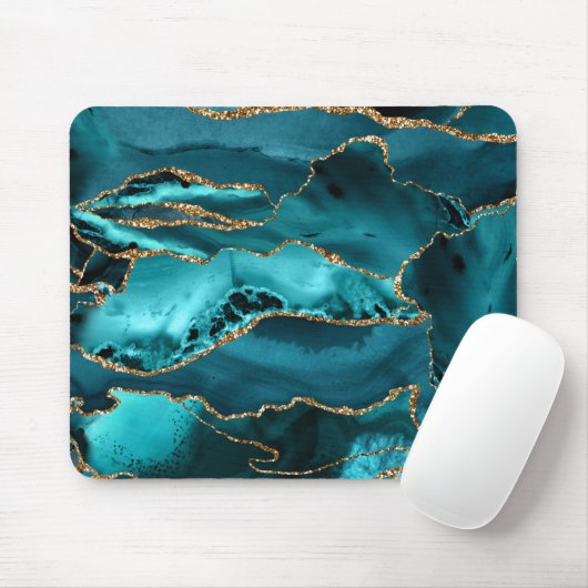 Blue and Gold Agate Mousepad (Mit Mouse)