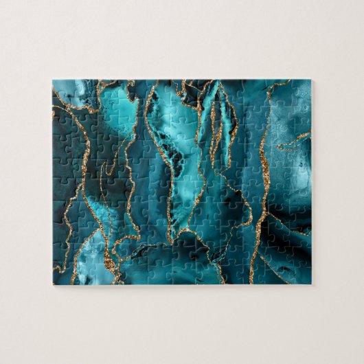 Blue and Gold Agate Puzzle (Horizontal)
