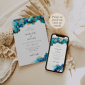 Blue and Gold Agate Wedding Einladung