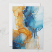 Blue and Gold Alcohol Ink Wedding Einladung (Rückseite)