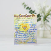 Blue and Gold Angel Herzkrebs Postkarte (Stehend Vorderseite)