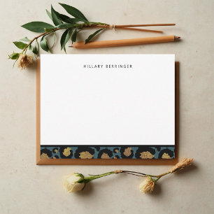 Blue and Gold Animal Print Mitteilungskarten