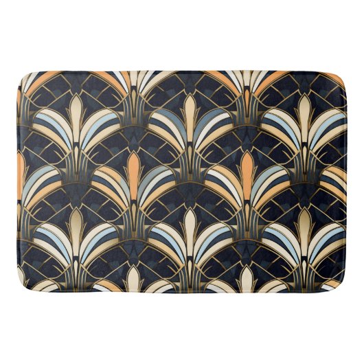 Blue and Gold Art Deco Badematte (Vorderseite)