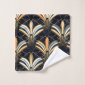 Blue and Gold Art Deco Badhandtuch Set (Waschlappen)