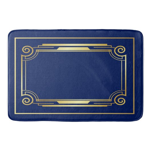 Blue and Gold Art Deco Bath Mat Badematte (Vorderseite)